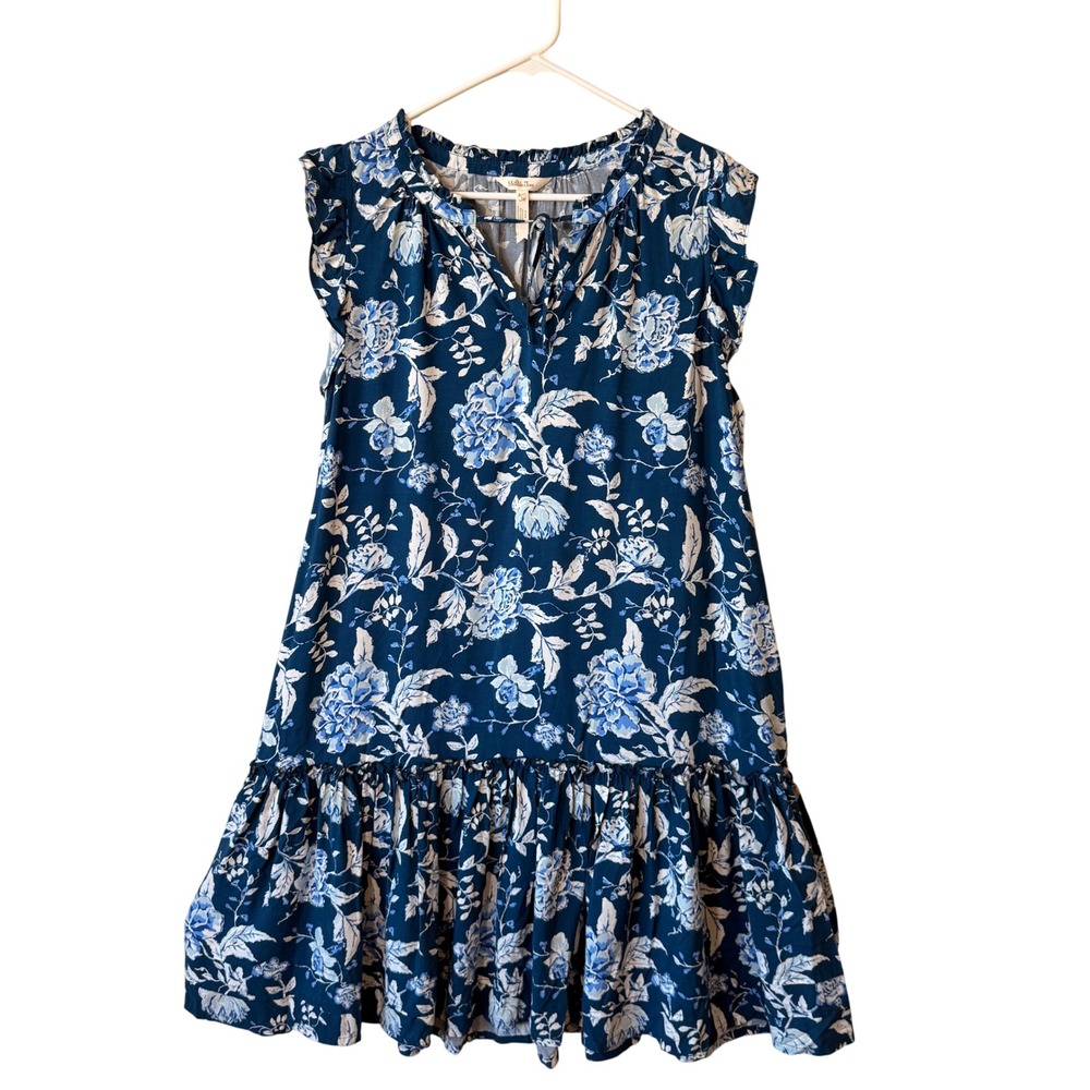 Matilda‎ Jane Blue Floral Ruffle Flutter Sleeve Shift Dress L Boho Cottagecore